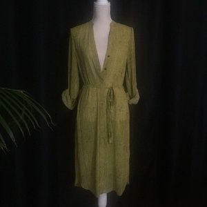 NWT- H&M sheer chartreuse shirt dress